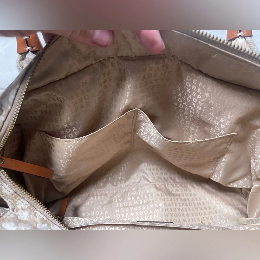 EUC Kate Spade New York Beige/Brown Canvas and Leather Stevie Bag